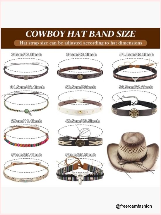 10 Pcs Leather Hatbands for Western, Straw, Fedora Hats main image 2